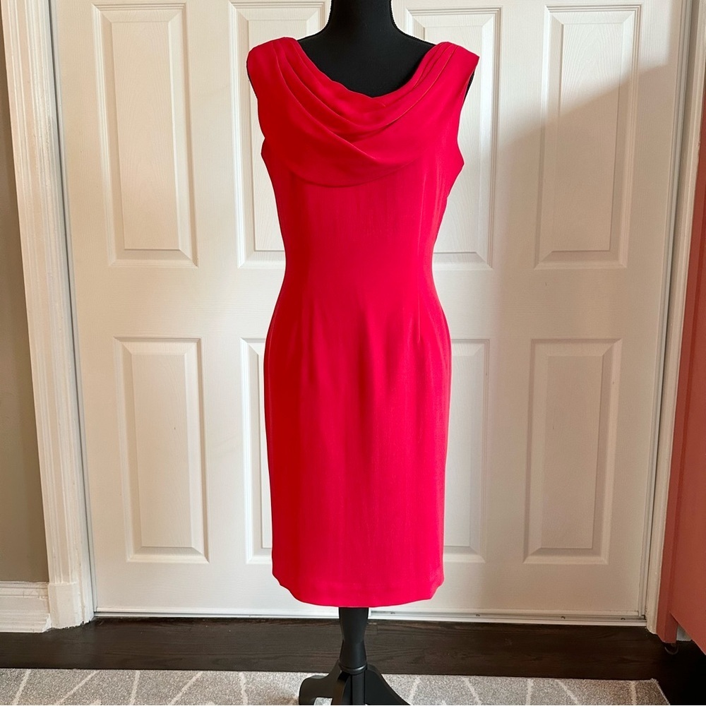 Spenser Jeremy Vintage 1990’s Red Silk Sleeveless Sheath Dress with Scoop Neck